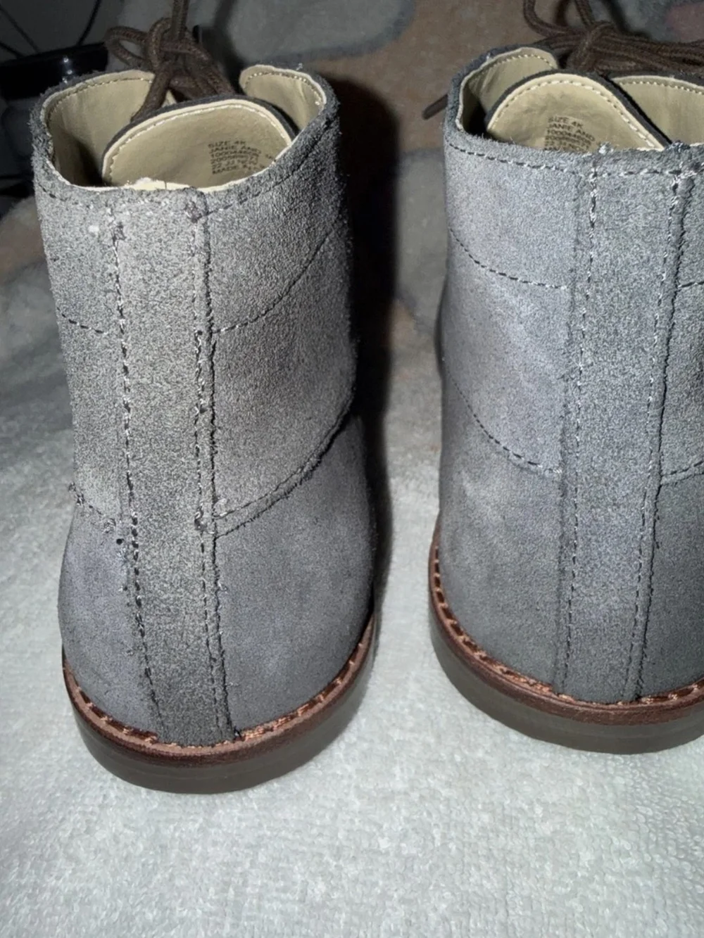 Janie And Jack Boot Boy size 4 Leather Suede Lace Up Ankle Shoes
